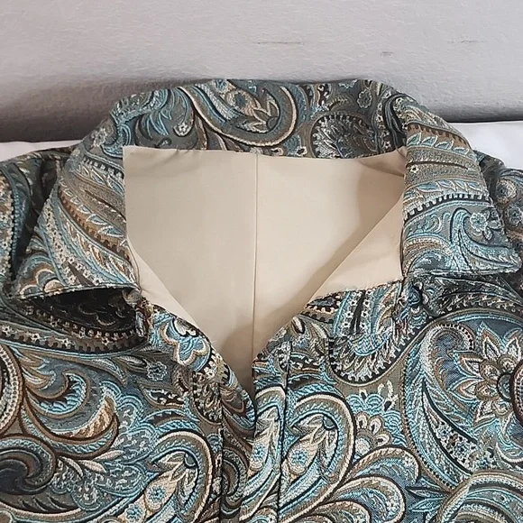 Hand Crafted Sewn Womens Paisley Floral Duster Matching Pants Slacks and Hat